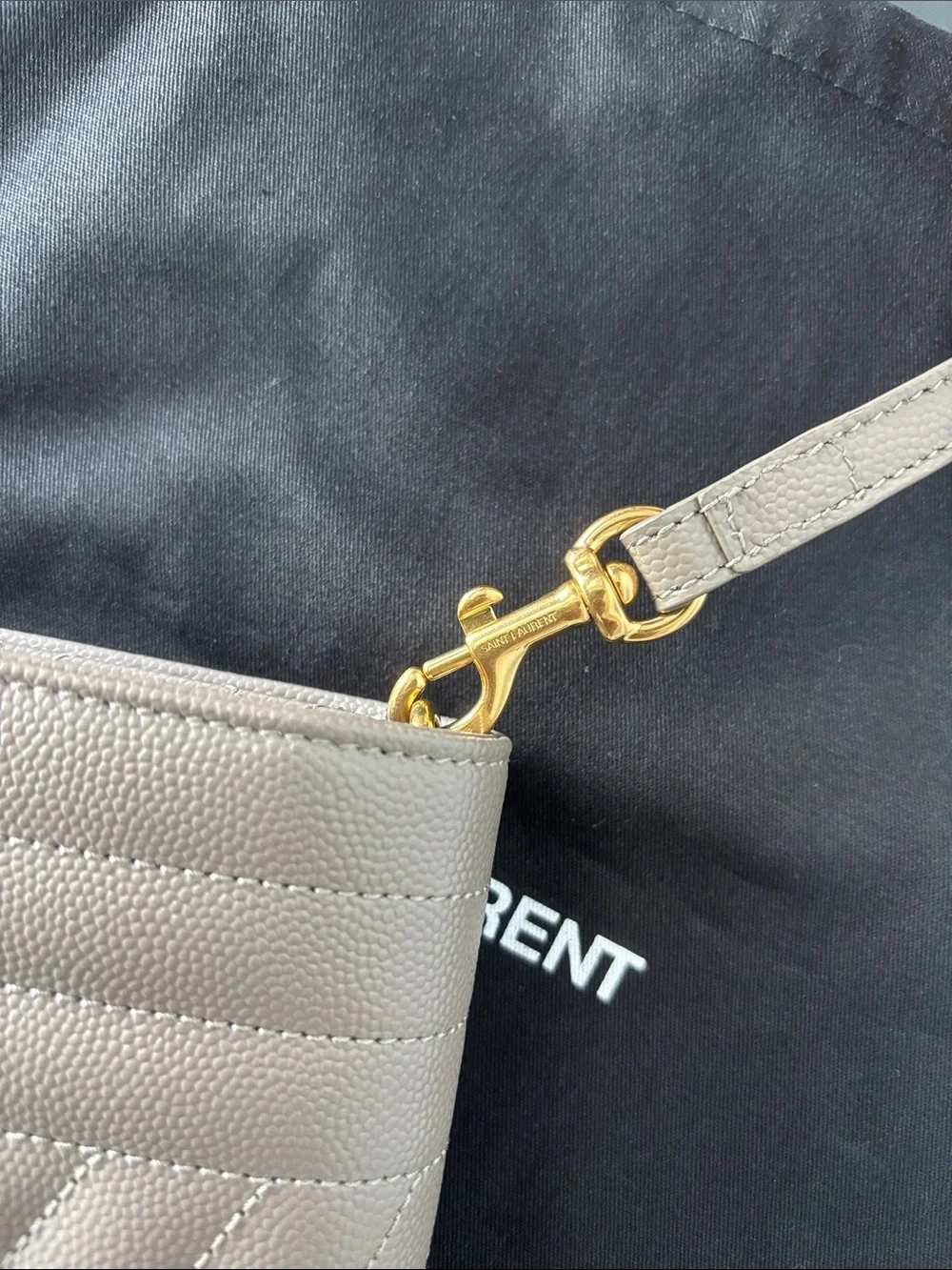 Saint Laurent Envelope Pouch in Quilted Powder Grain Embossed Leather